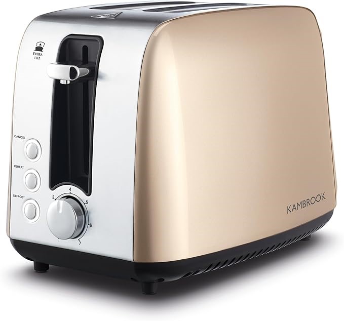 KAMBROOK Deluxe Collection 2 Slice Toaster, Champagne, KTA280CMP
