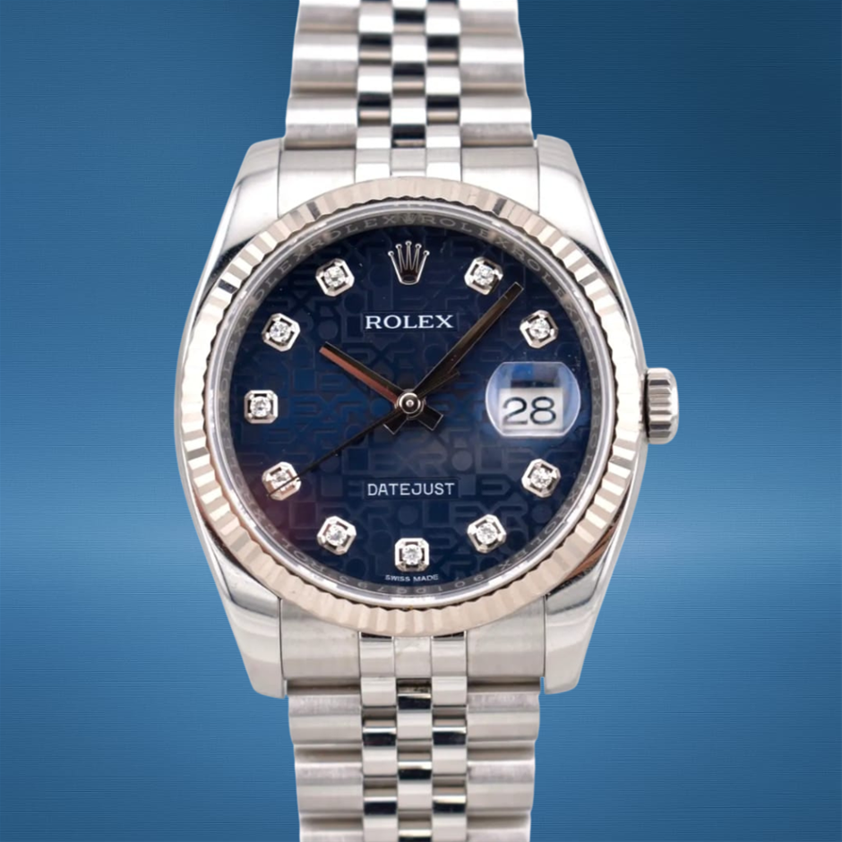 Rolex Datejust 36 Blue Celebration Dial 116234 Diamond Markers 2017