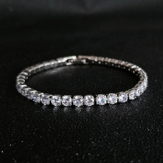 Designer Simulated Diamond Tennis Bracelet in Silver
