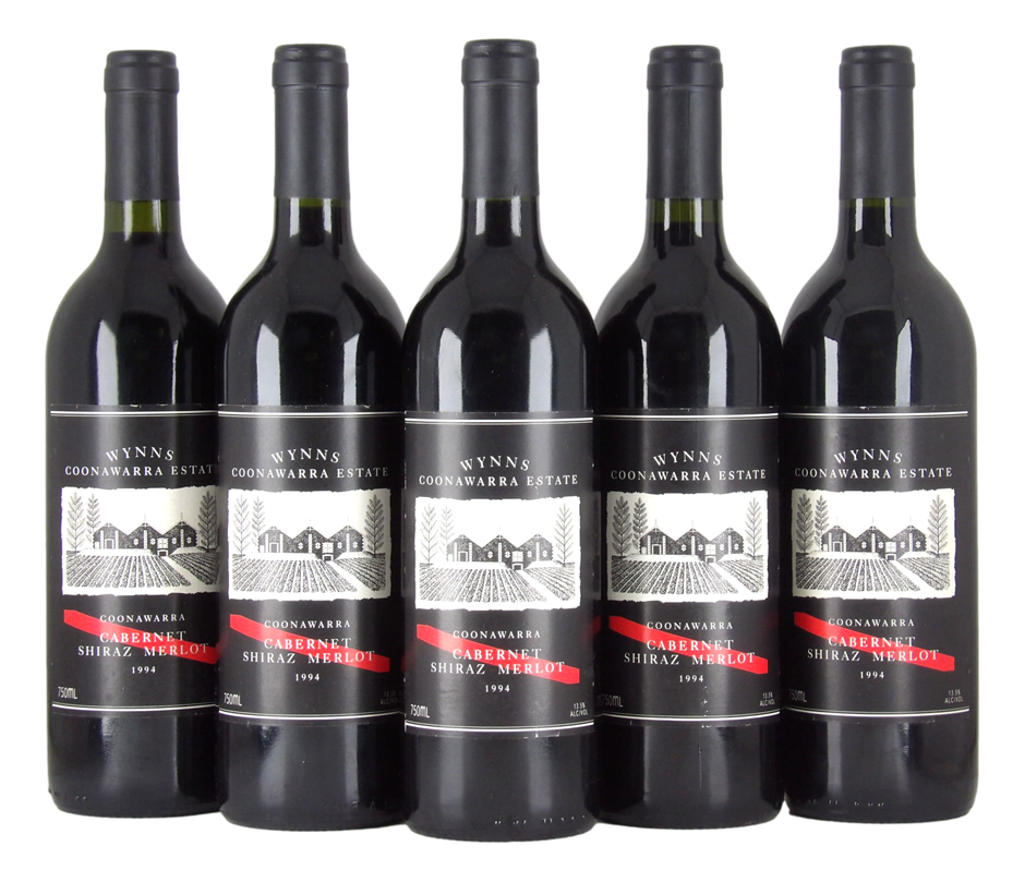 Wynns Cabernet Shiraz Merlot 1994 (5x 750mL), Coonawarra.