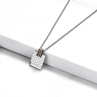 Designer Diamond Cut Rectangular Stainless Steel Pendant