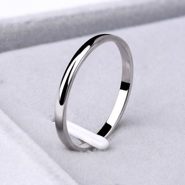 Classic 2mm Wide Stainless Steel Band Ring - US Size 7