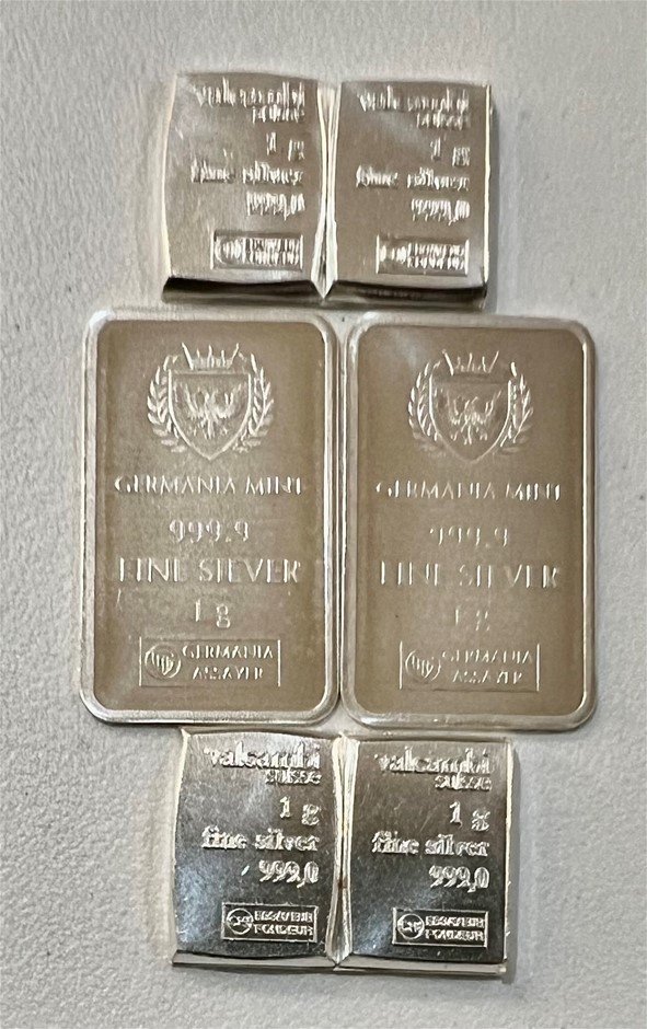 Valcumbi Silver Bar 1g x 4 Plus 2 x Germania Silver Bar
