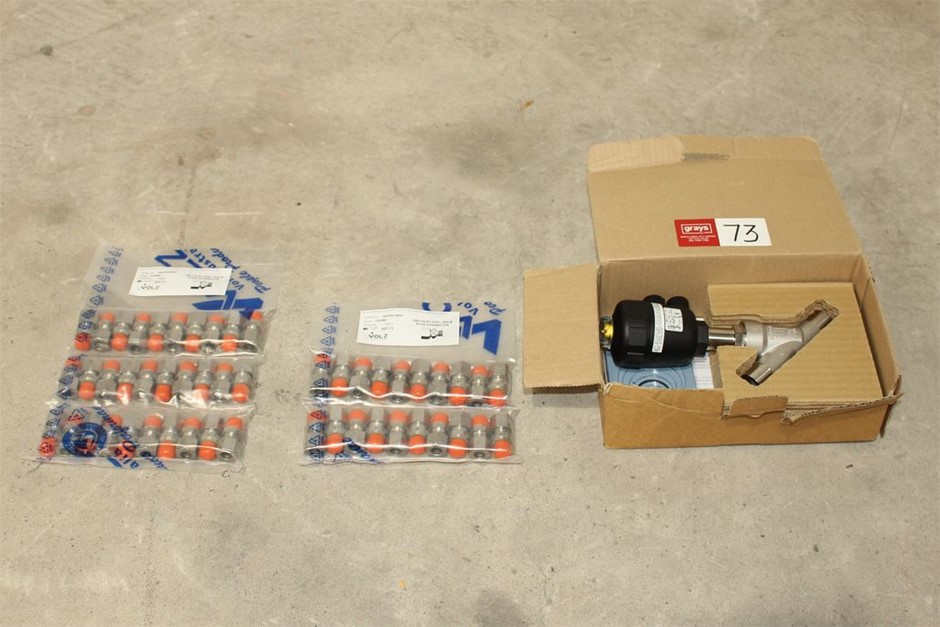 quantity of S/S hydraulic new fittings and a Solenoid "Burkert" valve