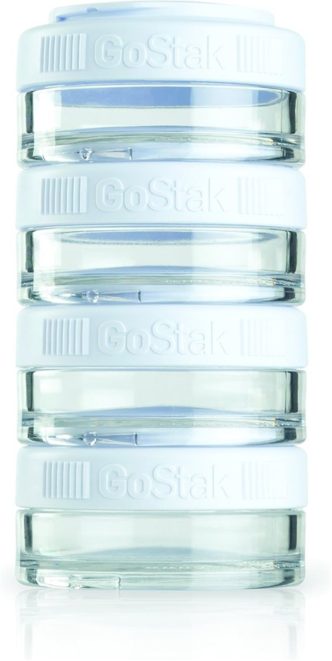 2 x BLENDERBOTTLE GoStak Twist n' Lock Storage Jars, 40cc 4-Pak, White.