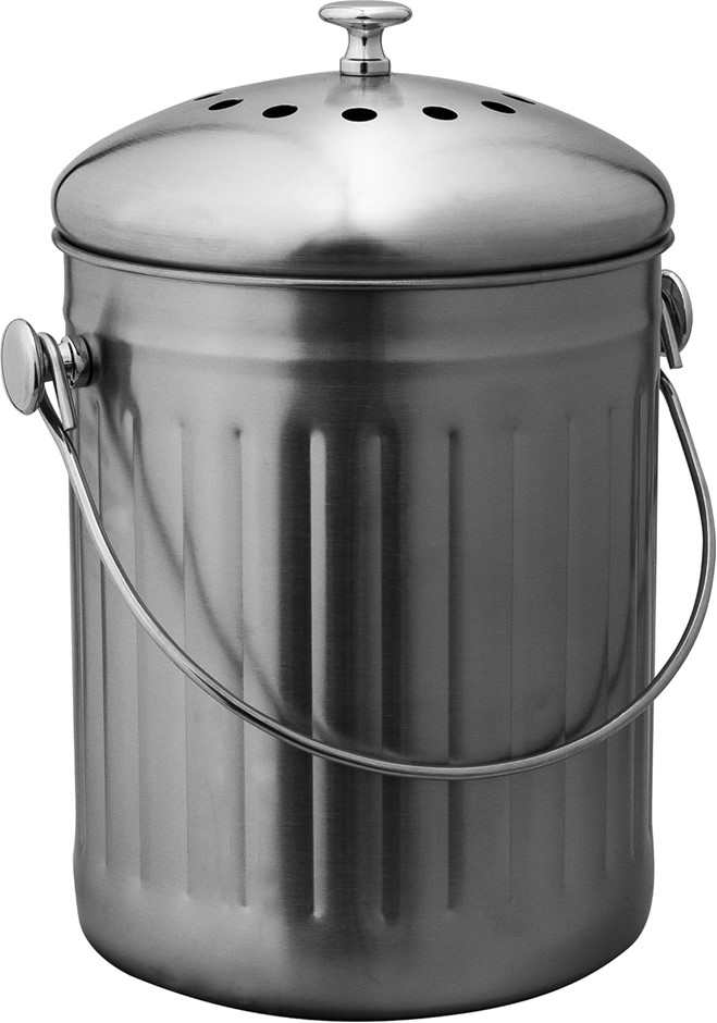 AVANTI Stainless Steel Compost Bin, 5 Litre Capacity, Silver.