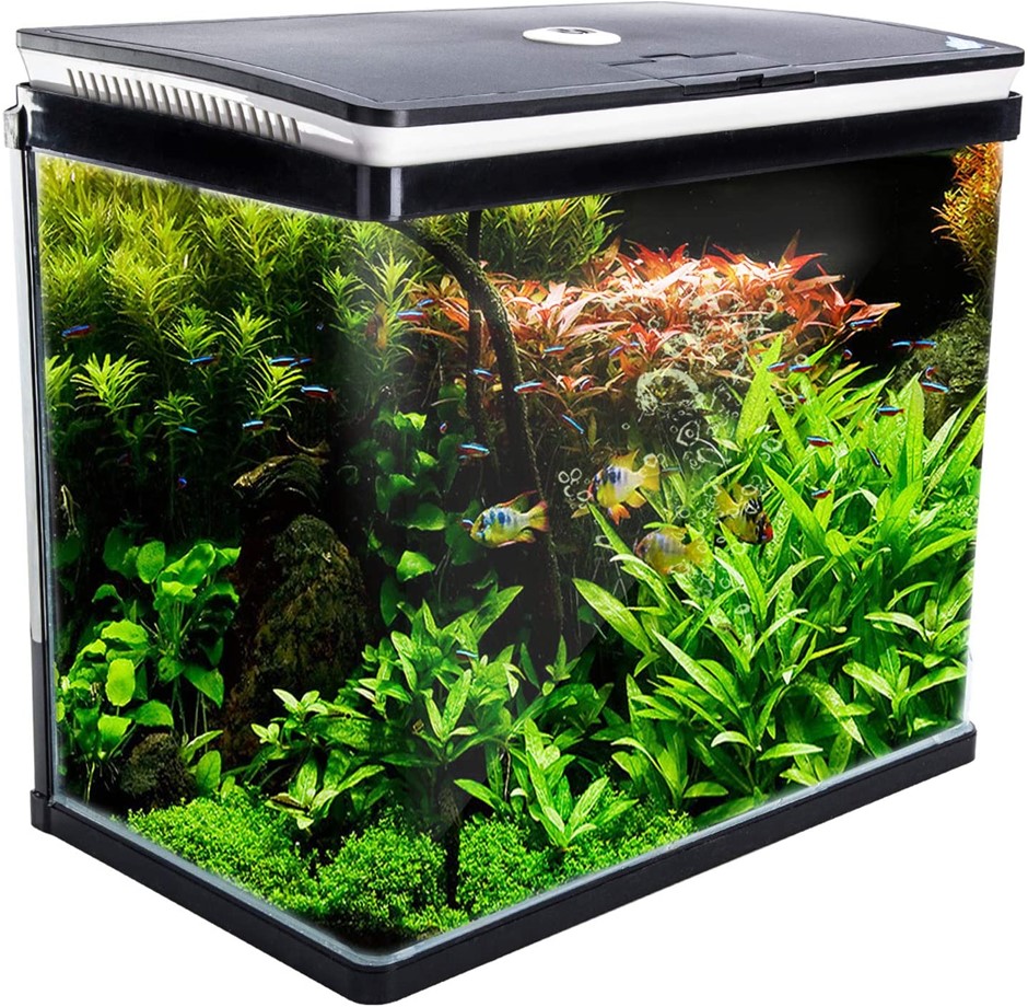 DYNAMIC POWER Curved Glass LED Fish Tank 52L (AQ-FT52L-BK). NB Minor Use &