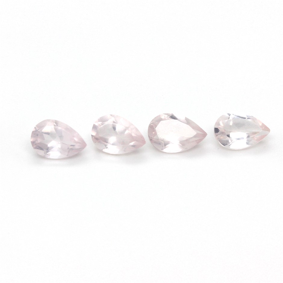 4 Pcs Pear Rose Quartz Gemstone