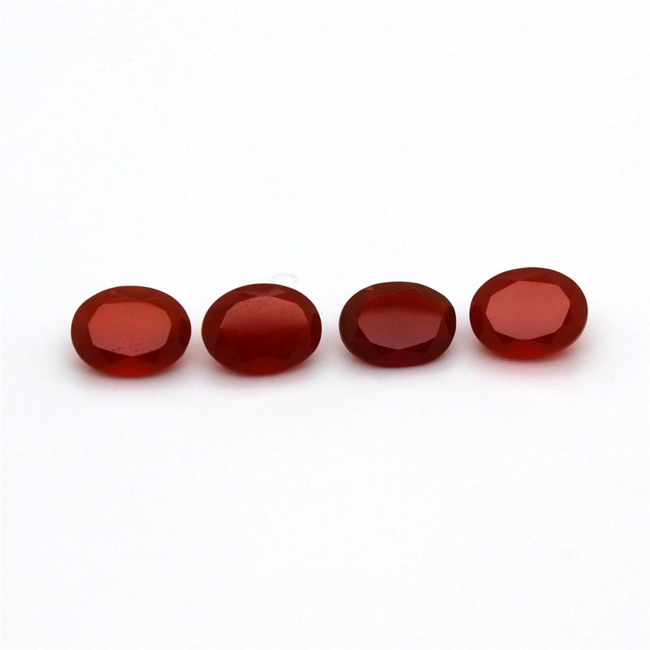 4 Pcs Oval Red Onyx Gemstone