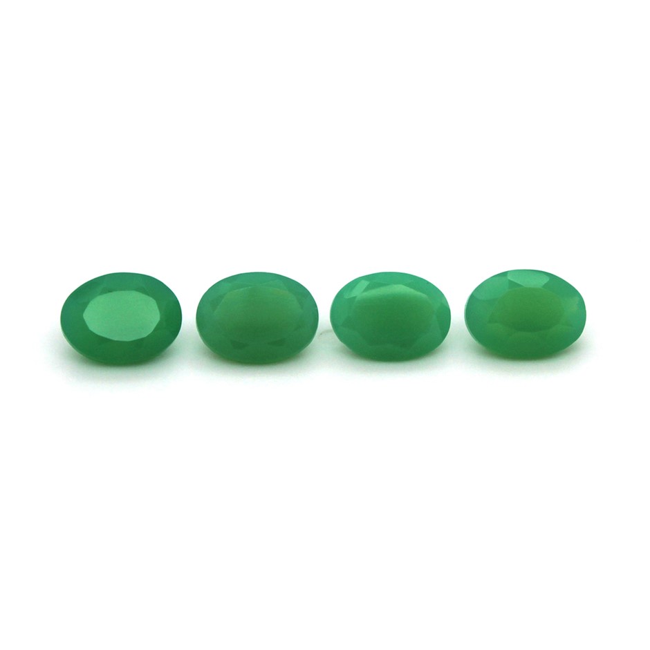 4 Pcs Oval Beautiful Green Chrysoprase Gemstone
