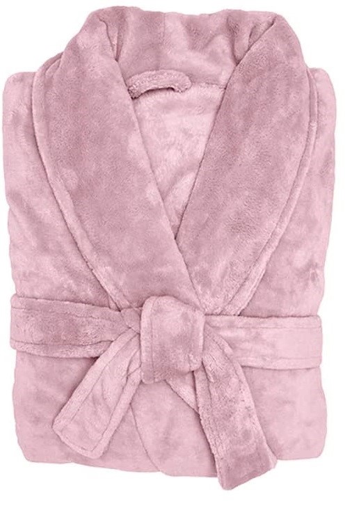 BAMBURY Microplush Bathrobe, Small/Medium, Blush.