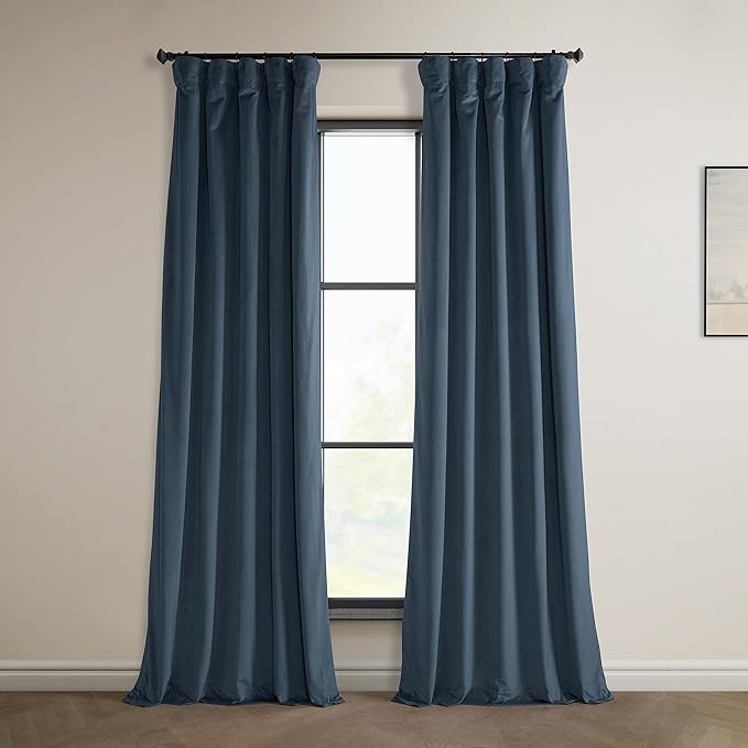 VPYC-161258-84 Heritage Plush Velvet Curtain, 50 x 84, London Blue