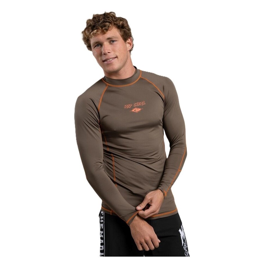 RIP CURL Men's Fade Out UV Long Sleeves Rash Vest, Size L, Rock. RRP: $69.9