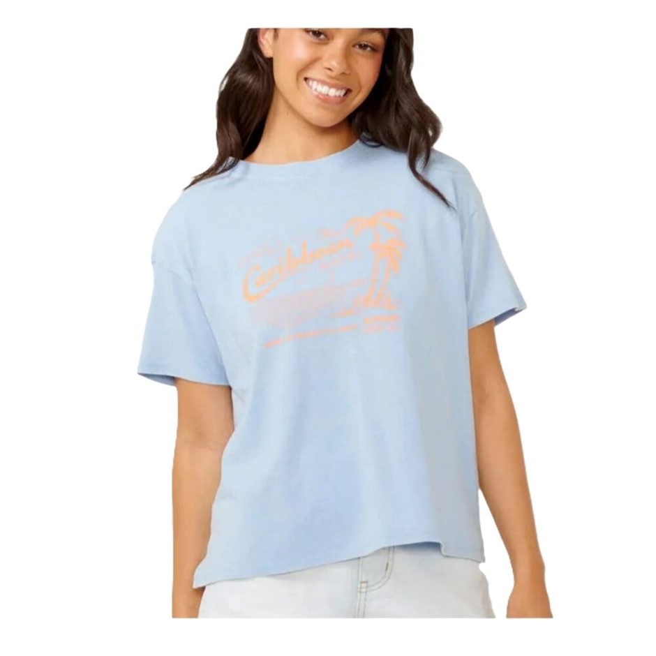 RIP CURL Women's Caribbean Relaxed Tee, Size XL, Mid Blue. RRP: $49.99. Bu