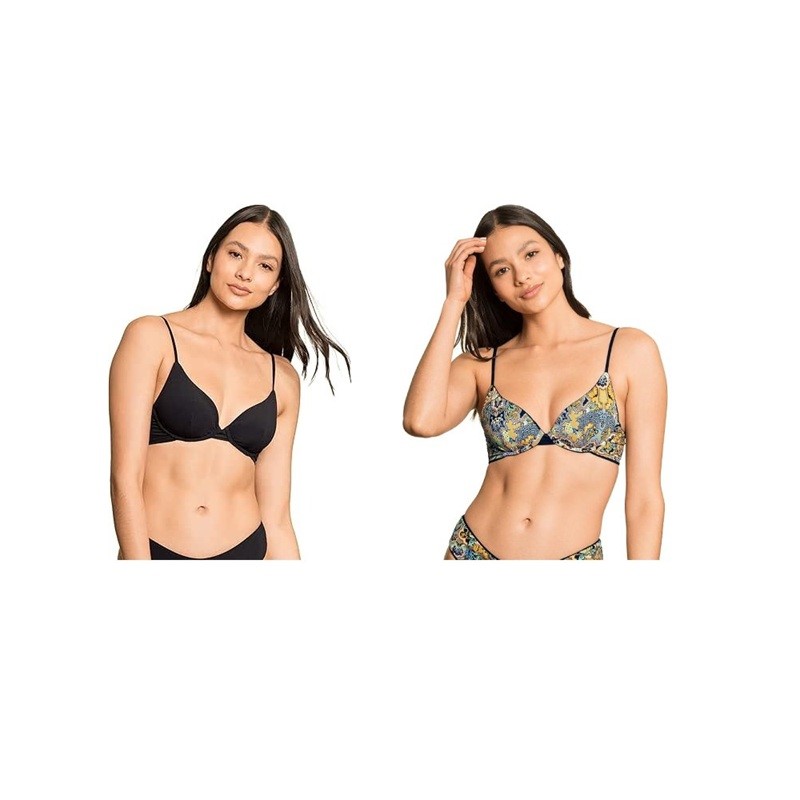 MAAJI Women's Unmolded Underwire Reversible Bikini Top, Size XL, Black, 320