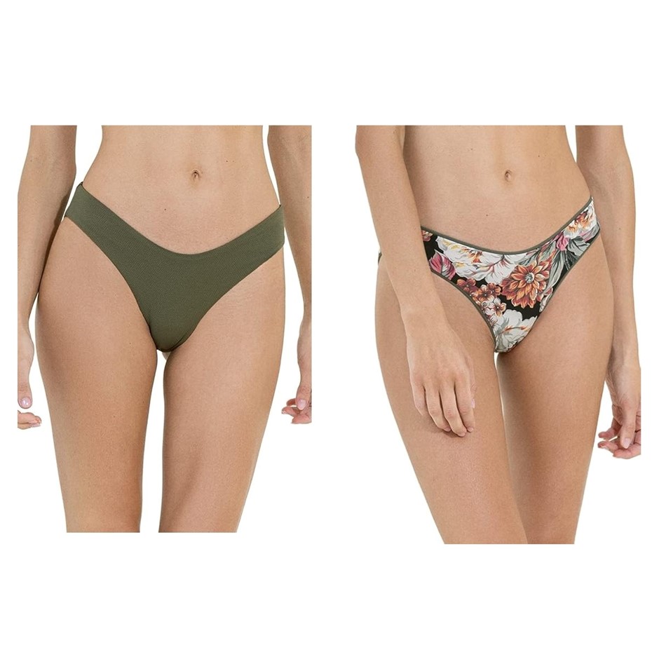 MAAJI Women's Pine Green Journey Double V Reversible Bikini Bottom, Size S,