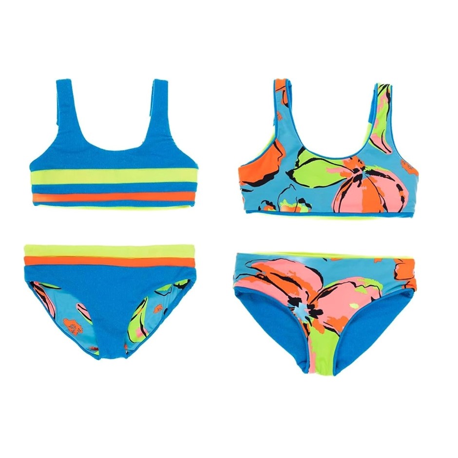 MAAJI Girl's Ocean Blue Iceland Reversible Bikini Set, Size 4, Blue, 3341KK