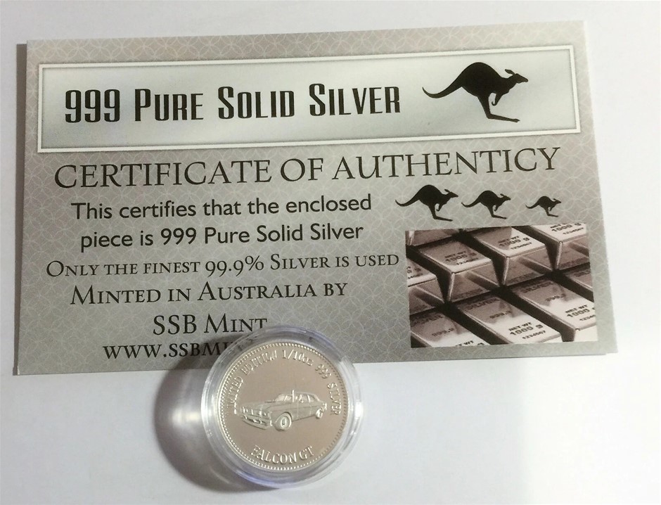 FORD FALCON GT 351 1/10th Oz (Approx) 999 Silver Bullion Coin