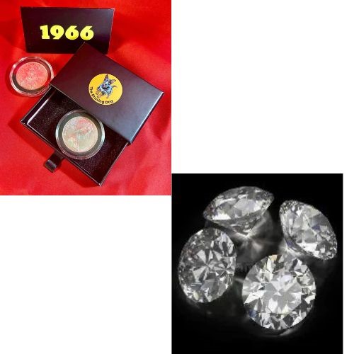 1966 Australia Queen Silver & 0.12 carat round 4 diamonds