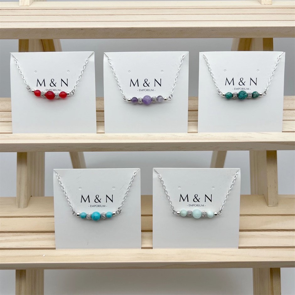 Beautiful Gemstone Link Necklaces - 5 Pcs