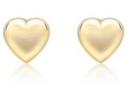 9K Yellow Gold 4mm HEART STUD EARRINGS
