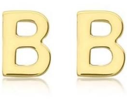 9K Yellow Gold MINI INITIAL 'B' STUD EARRINGS