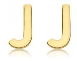 9K Yellow Gold MINI INITIAL 'J' STUD EARRINGS