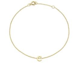 9K Yellow Gold MINI INITIAL 'C' Bracelet 15.5-19cm