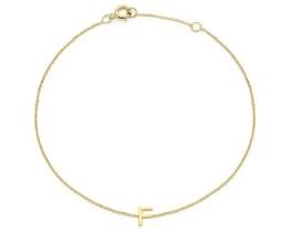 9K Yellow Gold MINI INITIAL 'F' Bracelet 15.5-19cm
