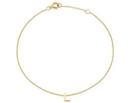 9K Yellow Gold MINI INITIAL 'L' Bracelet 15.5-19cm