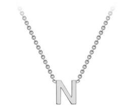 #1 9K WHITE GOLD INITIAL 'N' NECKLACE 38+5cm