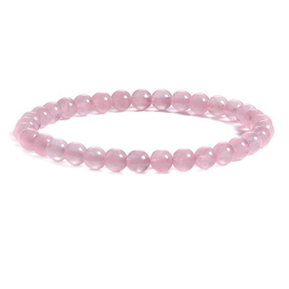 6mm Rose Quartz Gemstones Beaded Bracelet.