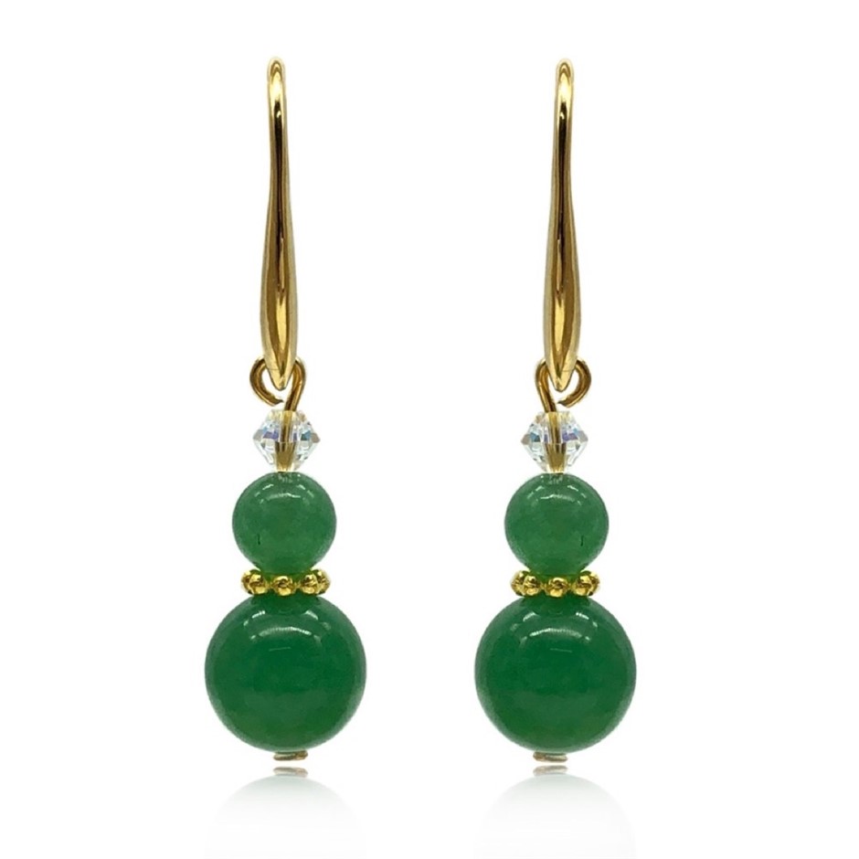 Green Aventurine Gemstones & Swarovski® Crystal Earrings