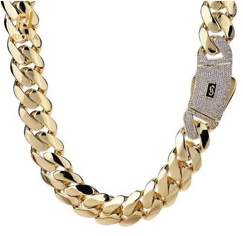 18KGold-plated/Italy Triple Yellow Gold Plated Chain -55cm-14mm