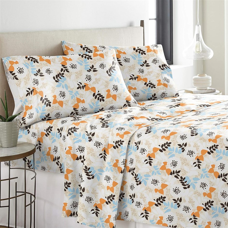 POINTEHAVEN Heavy Weight Printed Flannel Twin Extra Long Sheet Set 170GSM,