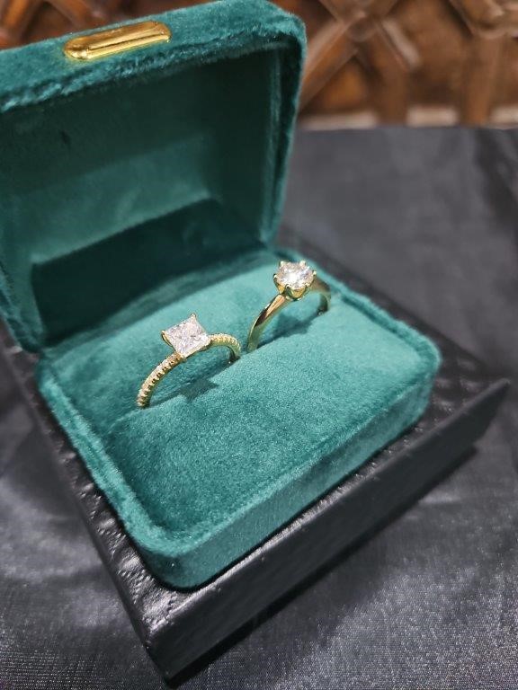 2pcsx1.0ct GRA Moissanite 18k Solid Yellow Gold Vermeil Ring (S925) -7US