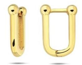 9K Yellow Gold INDUSTRIAL HUGGIE EARRINGS