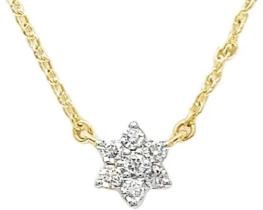 9K YELLOW GOLD 0.09ct HI SI DIAMOND FLOWER NECKLACE 40-45cm