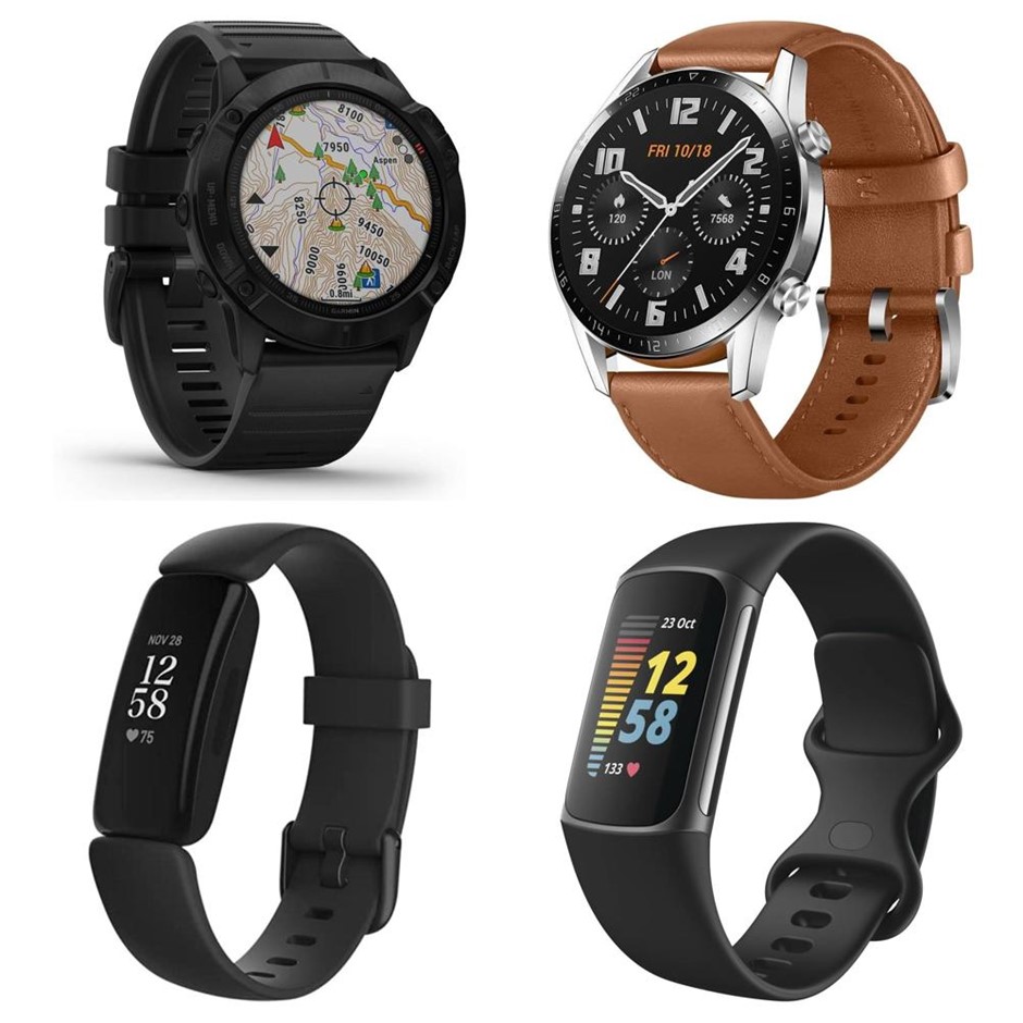 4 x Assorted Smartwatches: 1 x Garmin Fenix 6X GPS Smartwatch (Black). 1 x