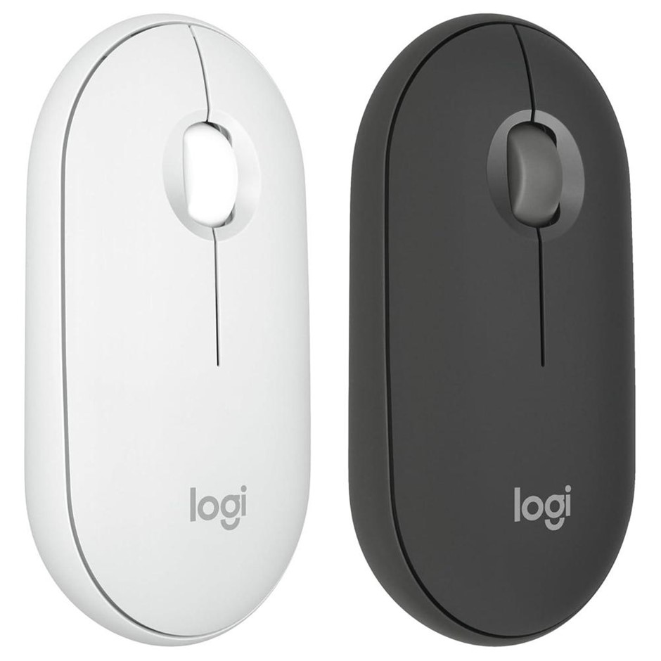2 x LOGITECH 2 2 M350s Pebble Mouse, Tonal Graphite, White.
