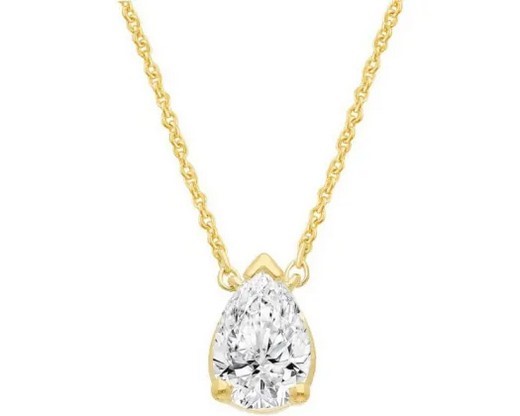 9K YELLOW GOLD 0.26ct F VS PEAR LAB DIAMOND NECKLACE 40-45cm