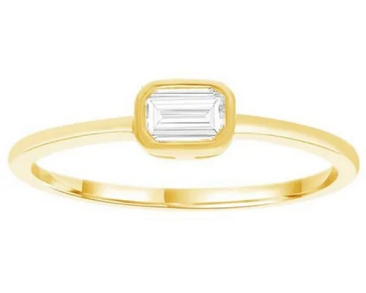 9K YELLOW GOLD 0.25ct F VS EMERALD LAB DIAMOND RING