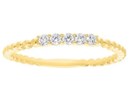 9K YELLOW GOLD 0.12ct F VS LAB DIAMOND STACKER RING