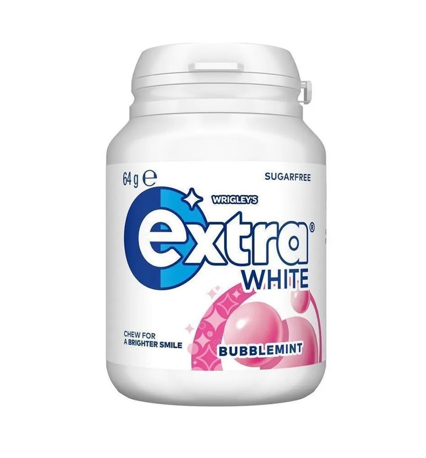 8 x WRIGLEY'S Extra White Chewing Gum, Bubblegum Bubblemint, 64g.