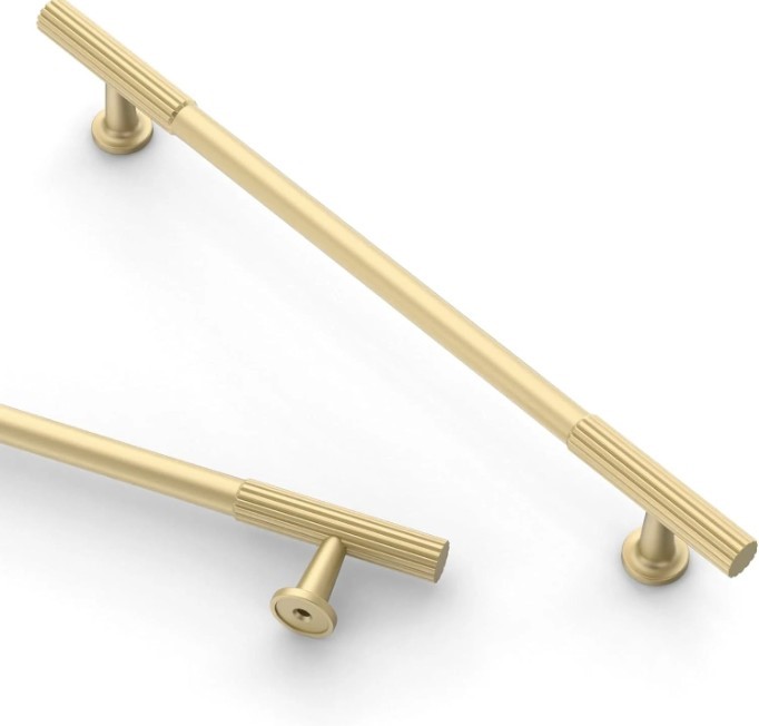 10 Pack 10" Kitchen Cabinet Handles Brushed Brass Knurled Cabinet Pulls Gol