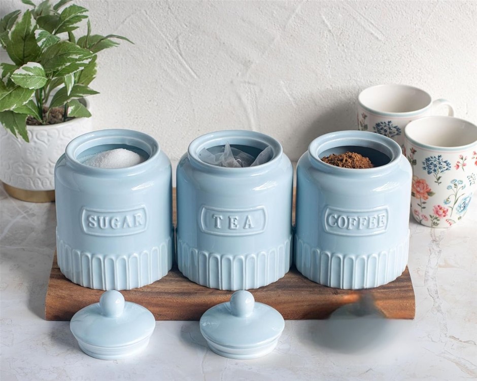 The House of Florence Kitchen Canisters Set, 3 Piece Coffee Tea Sugar Stora