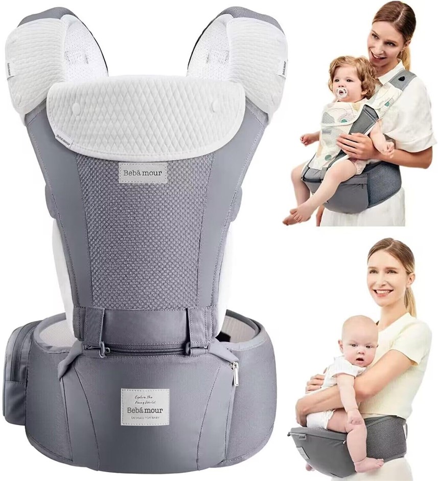 BEBEAR Bebamour Baby Carrier, Baby to Toddler Front & Back Hip Carrier with
