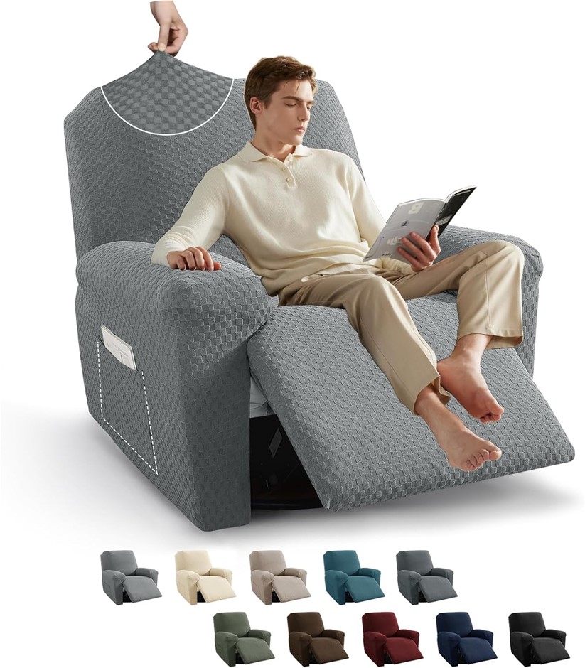 MAXIJIN Newest Recliner Slipcovers for Living Room 4 Pieces Stretch Jacquar