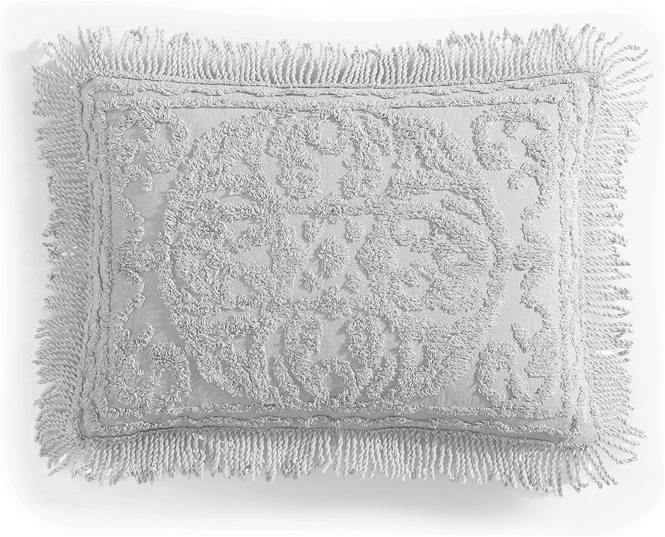 Beatrice Home Fashions Medallion Chenille Bedspread, Standard Sham, Gray