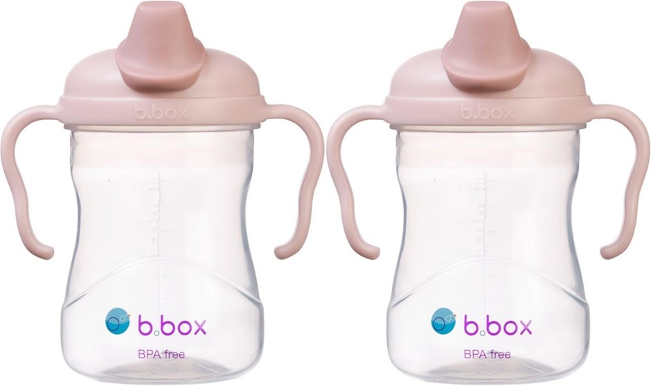 2 x B.BOX BPA Free Handled Spout Cup, Blush, 240 ml Capacity